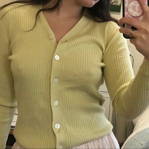Yellow muji cardigan :))